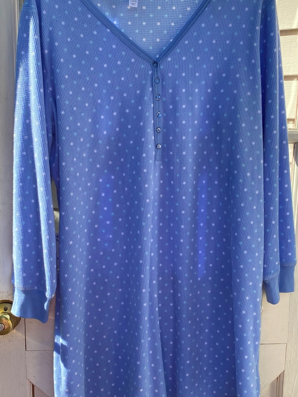 Charter Club Blue Polka Dot Long Sleeve Nightgown